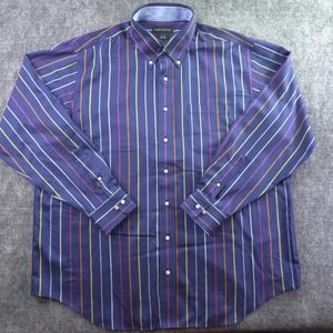 Paul Fredrick Dress Shirt 17.5 35 Classic Fit Blue Multicolor Striped Button...